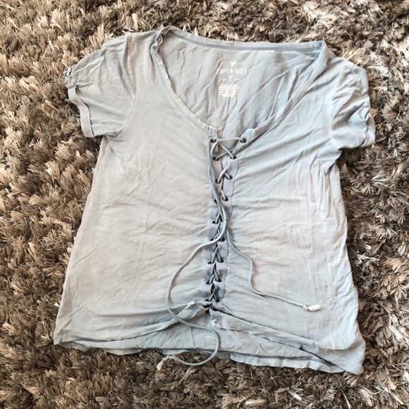 American Eagle Outfitters Tops - American Eagle lace up T shirt